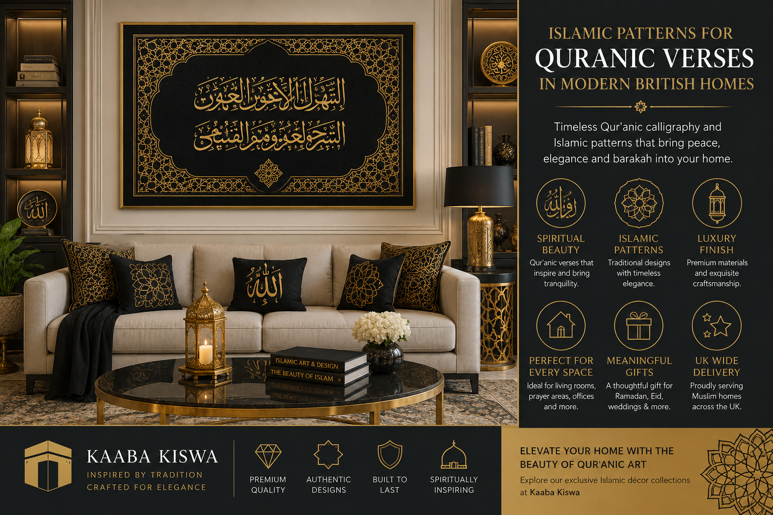 Islamic Patterns for Quranic Verses UK | Kaaba Kiswa Décor