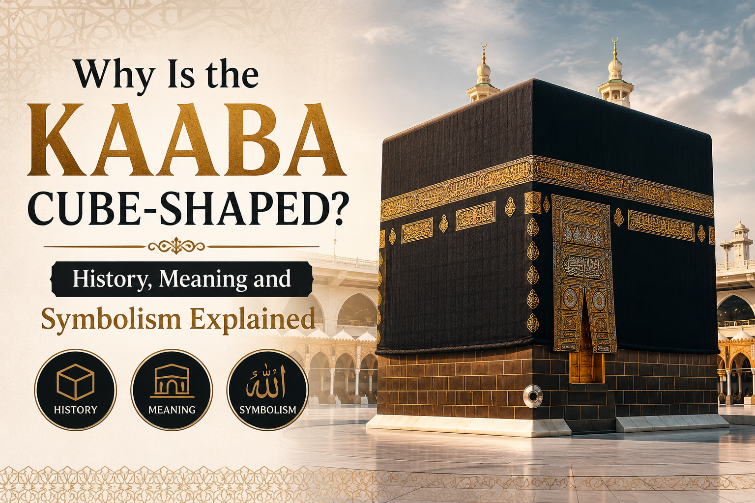Why is the Kaaba cube shaped? The Holy Kaaba in Makkah illustrating its historic cube-shaped design, spiritual symbolism, and Islamic significance.