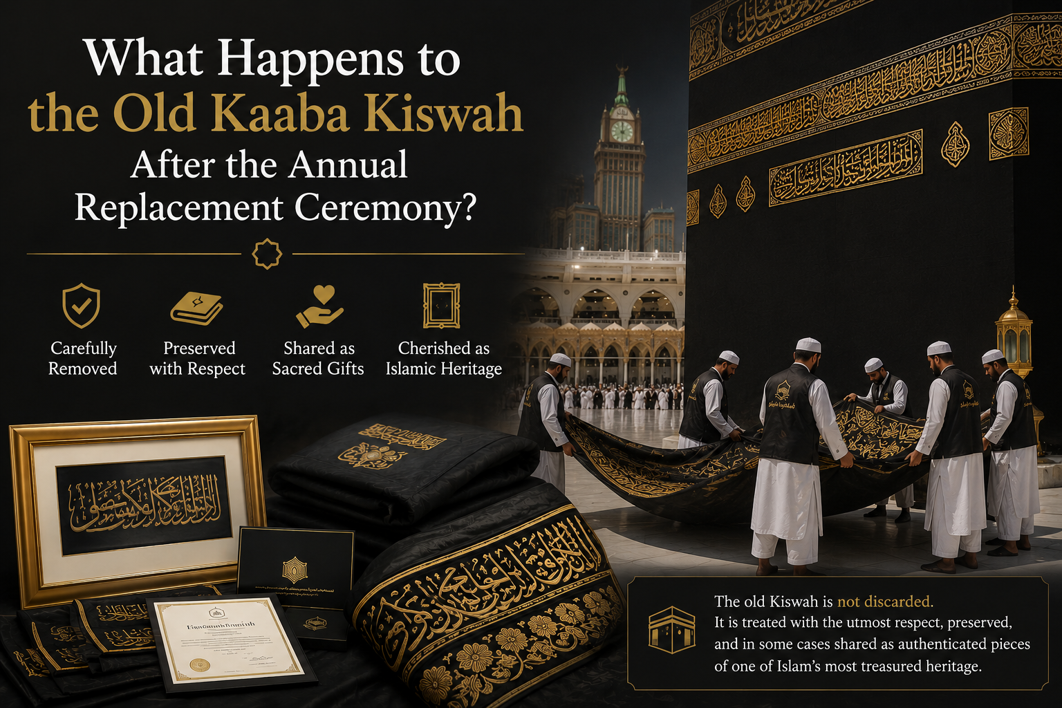 What Happens to the Old Kaaba Kiswah after the annual replacement ceremony