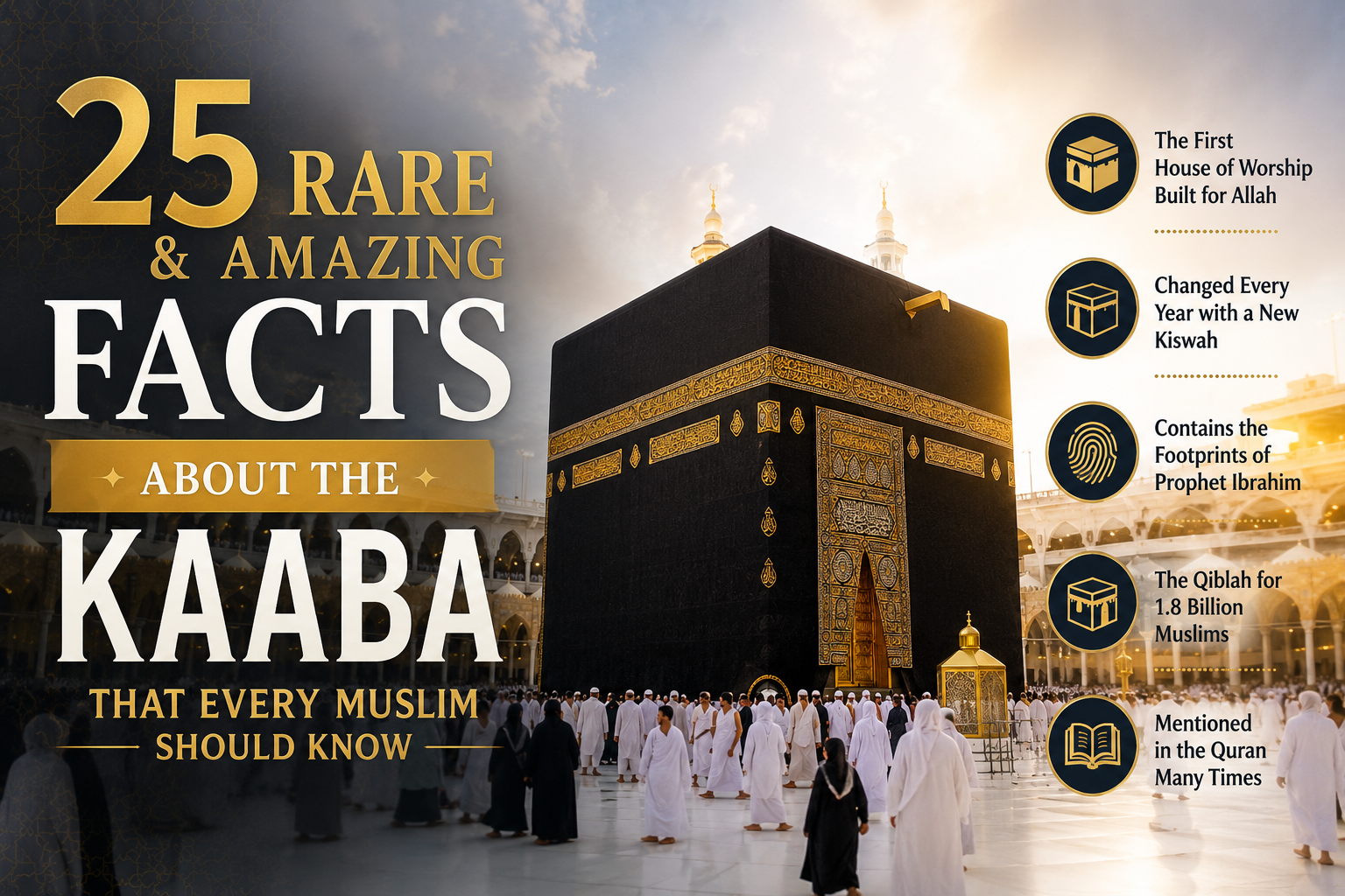 Facts About the Kaaba – Holy Kaaba with the black Kiswah in Makkah