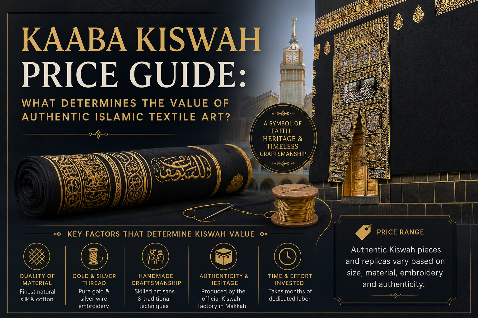 Kaaba Kiswa price UK authentic Kiswah textile with gold embroidery