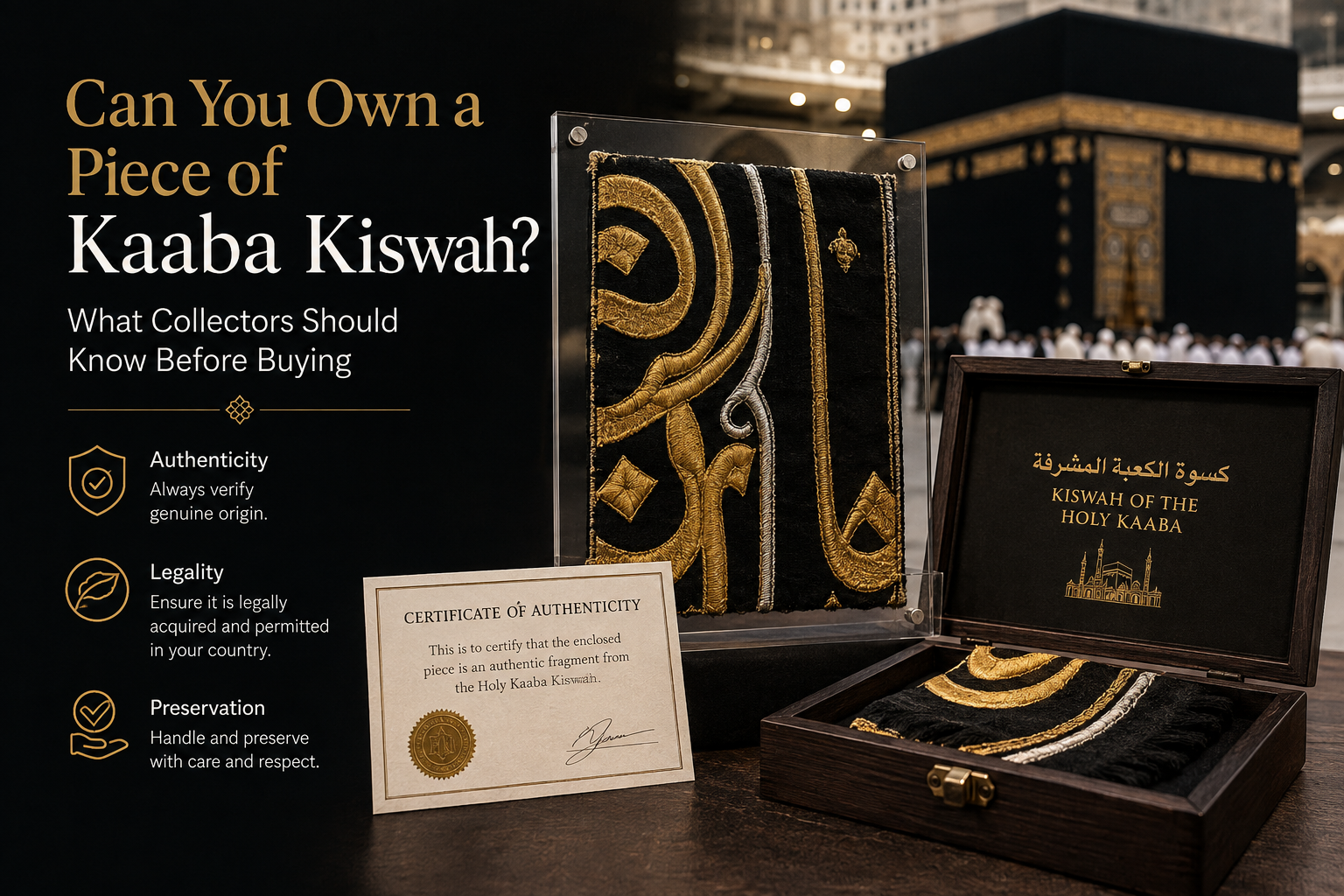 Kaaba Kiswah authentic Islamic textile collector piece