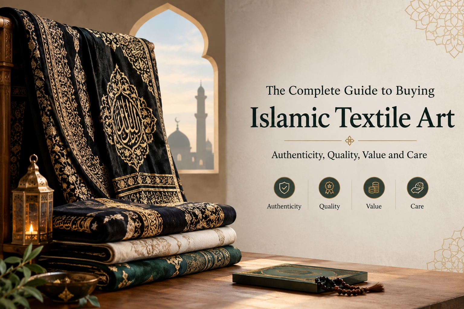 Islamic textile art featuring authentic Kaaba Kiswa craftsmanship